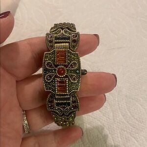 Heidi Daus Designer Hinged Art Deco Swarovski Crystal Watch